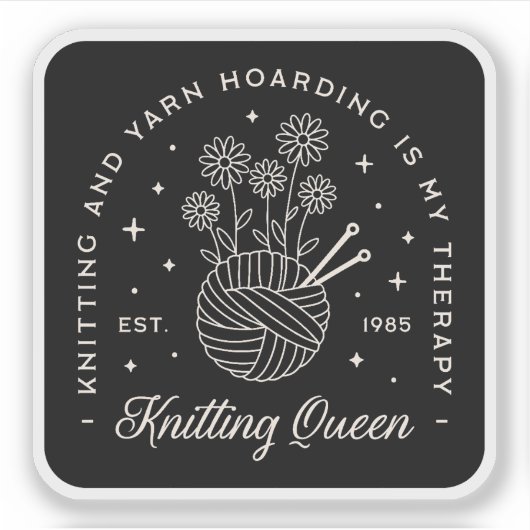 Breien is mijn therapie grappige garen hamsteren q sticker (Voorkant)