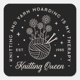 Breien is mijn therapie grappige garen hamsteren q vierkante sticker