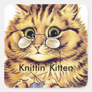 Breien Kat Stickers getiteld KNITTIN' KITTEN