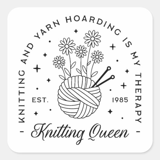 Breien koningin grappige garen hamster vierkante sticker (Voorkant)