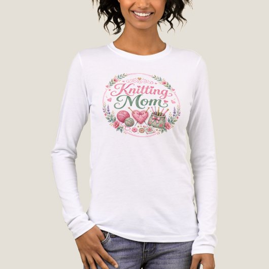 Breien Mama - Tri-blend Lange Mouwen Shirt (Voorkant volledig)