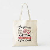 Breien met mijn kat en wijn tote bag (Achterkant)