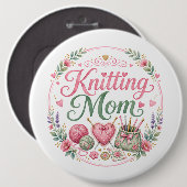 Breien Moeder Ronde Sleutelhanger Button 6,0 Cm (Voorkant /achterkant)