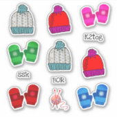 Breien Mutsjes Vorm Stickers Scrapbook (Voorkant)