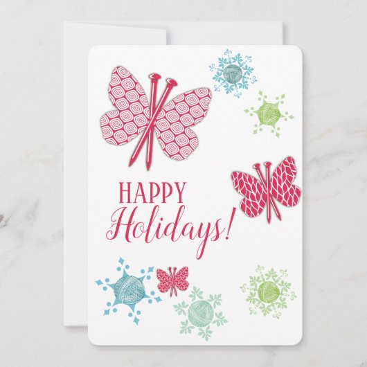 Breien naalden vlinders ambachten Kerstkaart (Voorkant)