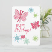 Breien naalden vlinders ambachten Kerstkaart (Staand voorkant)