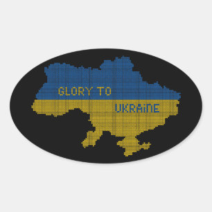 Breien Oekraïense staat kaart tekst Glorie naar Oe Ovale Sticker