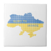 Breien Oekraïense staat kaart tekst Glorie naar Oe Tegeltje (Voorkant)