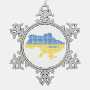 Breien Oekraïense staat kaart tekst Glorie naar Oe Tin Sneeuwvlok Ornament