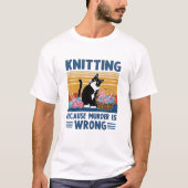 breien omdat moord fout is, zwarte kat, grappig t-shirt (Voorkant)