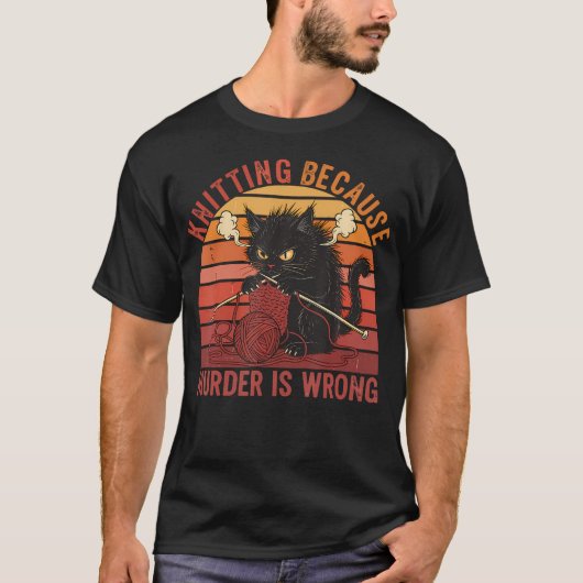 Breien Omdat Moord Verkeerd Is Boze Kat T-shirt (Voorkant)
