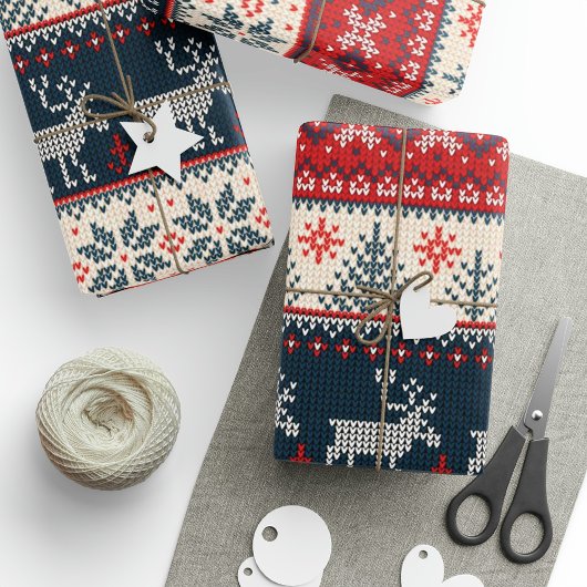 Breien Patroon Kerstmis Rendier Nordic Cadeaupapier