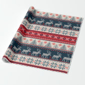 Breien Patroon Kerstmis Rendier Nordic Cadeaupapier (Uitgerold)
