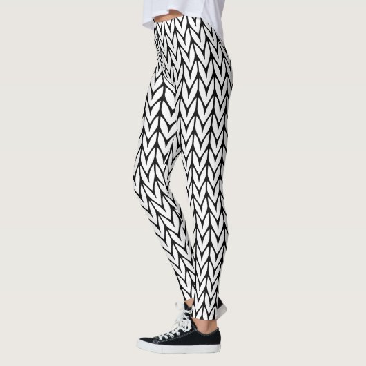 Breien Patroon Zwart-wit Decor op Leggings (Links)