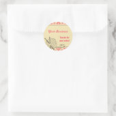 Breien Roze Damask Label Sticker (Tas)