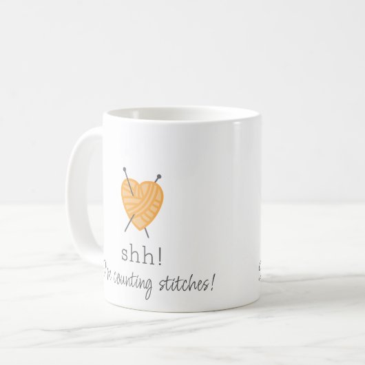 Breien Shh! Ik tel steken, leuke mok (Voorkant links)