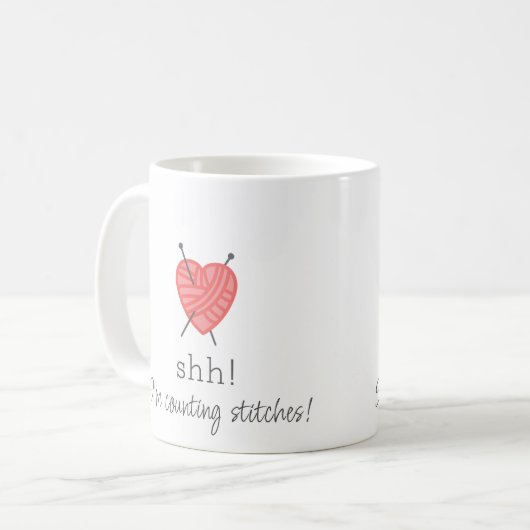 Breien Shh! Ik tel steken, leuke mok (Voorkant links)