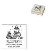 Breien Sneeuwman Kerst Misseradres Rubberstempel (Gestempeld)