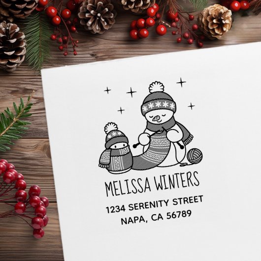 Breien Sneeuwman Kerst Misseradres Rubberstempel