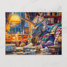 Breien Triceratops in een gezellige fauteuil