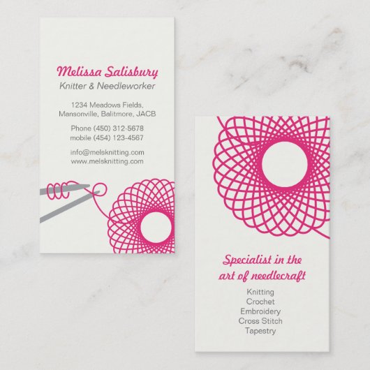 Breiende handwerkvisitekaartjes visitekaartje (Voorkant / Achterkant)