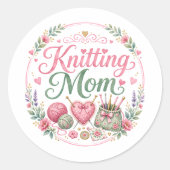 Breiende Moeder - Ronde Stickers (vel van 6) (Voorkant)