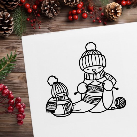 Breiende Sneeuwman Rubberstempel
