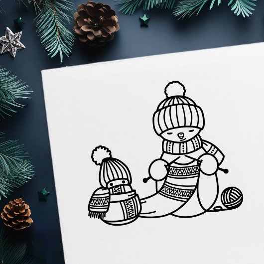 Breiende Sneeuwman Zelfinktende Stempel