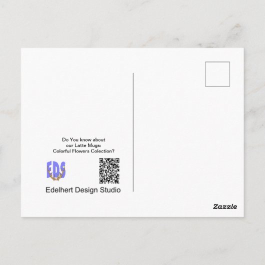 Breiende vrouw op tulpen mok verjaardagskaart briefkaart (Achterkant)