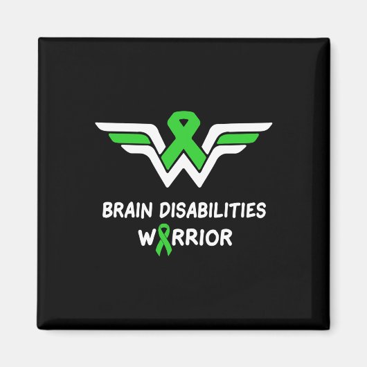 Brein Disabilities Awareness Warrior Green Ribbon Magneet (Voorkant)