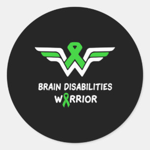 Brein Disabilities Awareness Warrior Green Ribbon Ronde Sticker