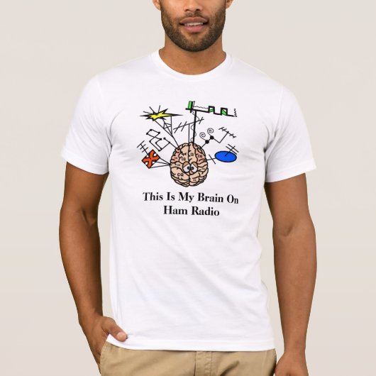 Brein op Ham Radio Grappig T-shirt om aan te passe (Voorkant)