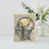 Brein vol bloemen, Natuur Lover Dictionary Art Briefkaart (Staand voorkant)