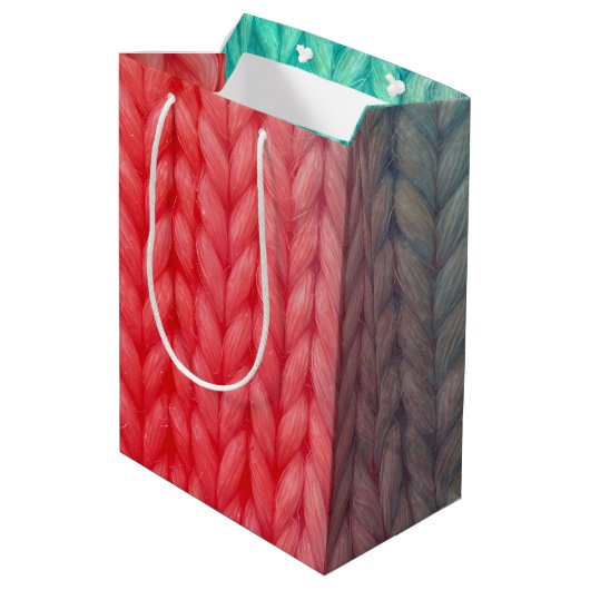Breinaadtextuur in verloopkleuren medium cadeauzakje (Achterkant Gekanteld)