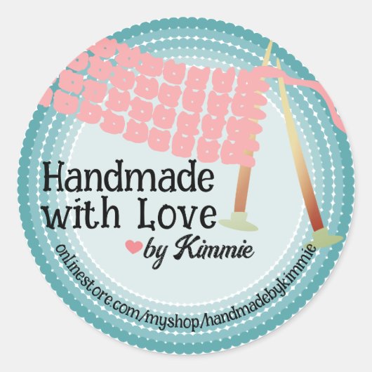 Breinaalden gebreide sjaal breigaren ambachten ronde sticker (Voorkant)