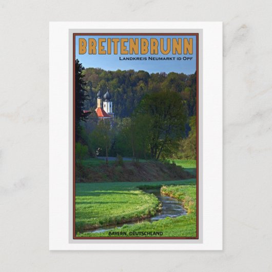 Breitenbrunn - Stream en Church Briefkaart (Voorkant)
