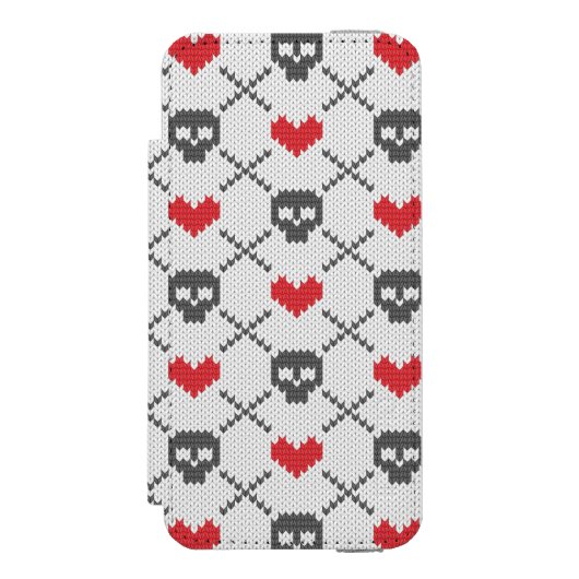 Breittenpatroon met schedels incipio iPhone portemonnee hoesje (Voorkant Agenda)