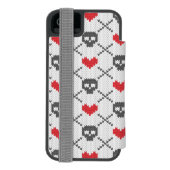 Breittenpatroon met schedels incipio iPhone portemonnee hoesje (Agenda Achterkant)