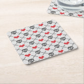 Breittenpatroon met schedels kartonnen onderzetters (Schuin)