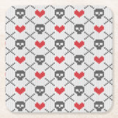 Breittenpatroon met schedels kartonnen onderzetters (Voorkant)