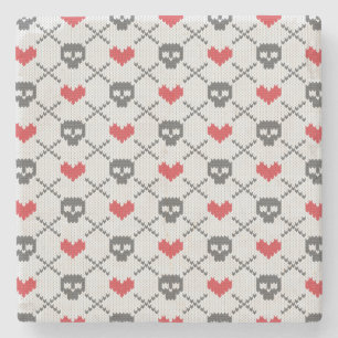 Breittenpatroon met schedels stenen onderzetter