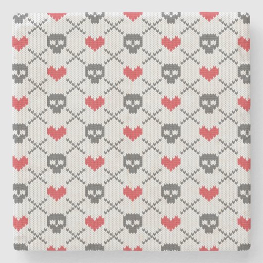 Breittenpatroon met schedels stenen onderzetter (Voorkant)