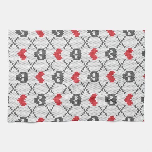 Breittenpatroon met schedels theedoek (Horizontaal)