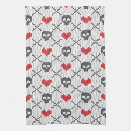 Breittenpatroon met schedels theedoek (Verticaal)
