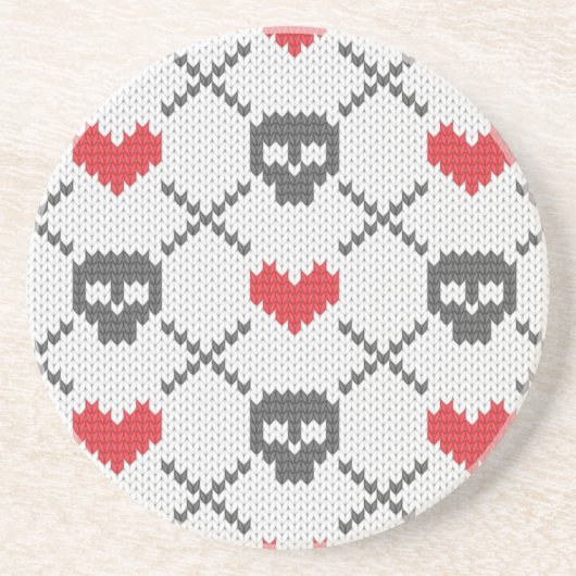 Breittenpatroon met schedels zandsteen onderzetter (Voorkant)