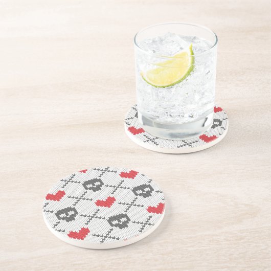 Breittenpatroon met schedels zandsteen onderzetter (Zijkant)