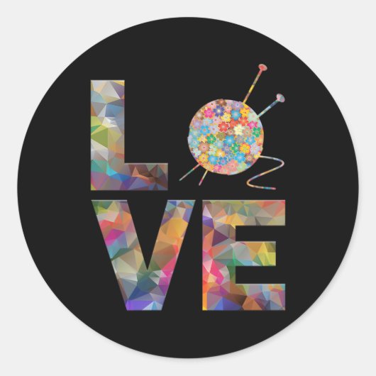 Breiwerk breien haak liefde garen patronen steek ronde sticker (Voorkant)