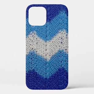 breiwerk met gestreepte figuren blauw en wit Case-Mate iPhone case