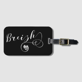Breizh Flag in Heart, Brittany, Breton Language Bagagelabel