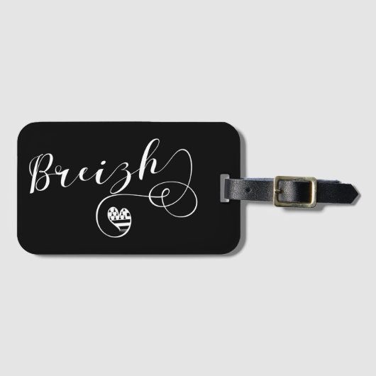 Breizh Flag in Heart, Brittany, Breton Language Bagagelabel (Voorkant (horizontaal))